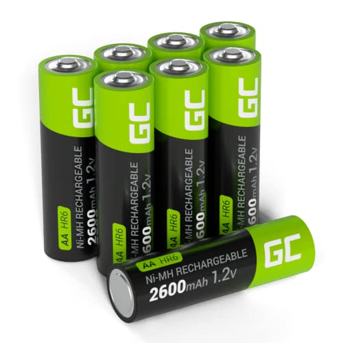 GREEN CELL Akku 2600 mAh 1.2V 8 Stück Batterien AA Mignon, Batterien AA, Typ NI-MH, 1.2v vorgeladen, hohe Kapazität, zuverlässige Akku Batterien AA, langlebige Batterie AA Lösungen von Green Cell