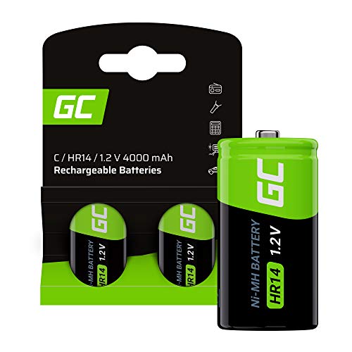Green Cell 4000mAh 1.2V 2 Stck Vorgeladene NI-MH C-Akkus - Akkubatterien HR14 R14 Babyzellen (C), sofort einsatzbereit, Starke Leistung, geringe Selbstentladung, wiederaufladbare Akku Batterie von Green Cell