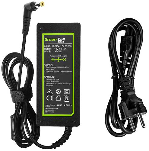 Green Cell AD01P Notebook-Netzteil 65W 19V 3.42A Passend für Marke: Acer von Green Cell