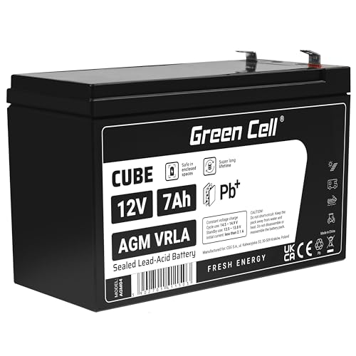 Green Cell AGM 12V 7Ah Akku VRLA Blei-Batterie Bleiakku Ersatzakku Gelakku Akkubatterie Zyklenfest Unbemann UPS | USV | Notstrom | USV-Anlage |UPS -Anlage | Backup-Batterie | Batteriebackup von Green Cell