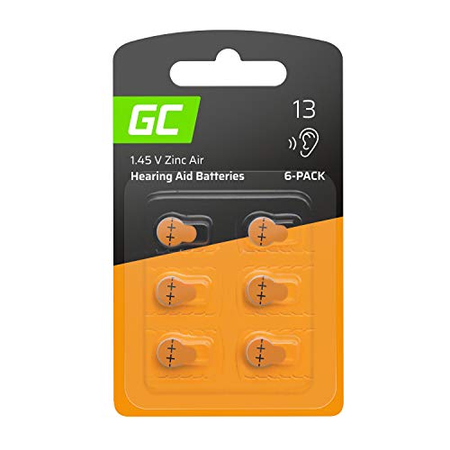 Green Cell Blister - 6 Stück Hörgerätebatterien batterien Typ/Größe Orange 13 P13 PR48 ZL2 Zinc Zinc-Air Akustische Zink-Luft-Hörgerätebatterien für Hörgeräte und Otoplastiken von Green Cell