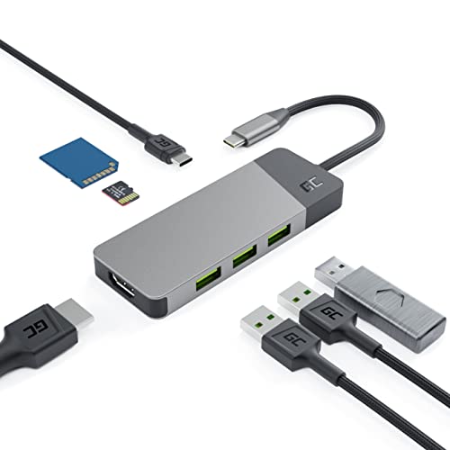 Green Cell Connect USB C HUB 7-in-1 USB-C Multiport Adapter mit USB Typ-C auf HDMI 4K, USB-C 85W, SD, TF, 3X USB 3.0 Power Delivery für MacBook Pro, Air, Dell XPS, Lenovo Thinkpad, HP Laptops Mehr von Green Cell