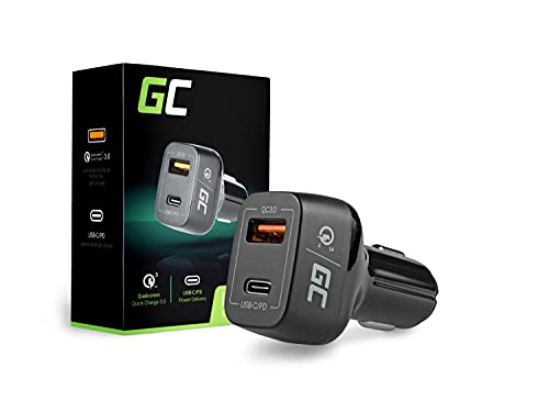 Green Cell KFZ-Ladegerät 48W 2-Port USB/USB-C Zigarettenanzünder USB Auto Adapter Handy Ladegerät Car Charger Ultra Charge kompatibel mit iPhone Samsung Xiaomi Android Handys GPS Kamera Videorekorder von Green Cell