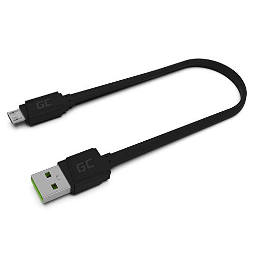 Green Cell Kabel USB-A - Micro USB 25cm Kurzes Ladekabel Schwarz Schnellladekabel High Speed Kompatibel mit Quick Charge 3.0 für Powerbank, Samsung, Xiaomi, Huawei, Kindle, Nexus, Android-Telefonen von Green Cell