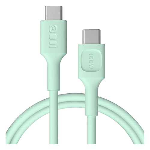 Green Cell PowerFlex USB-C Kabel 100W 120cm – Flexibles USB C Ladekabel – 1,2m Silikon-Datenkabel mit 480 Mbps für iPhone 16, MacBook, iPad, Anker Zubehör – USB C auf USB C (Minze, 120) von Green Cell