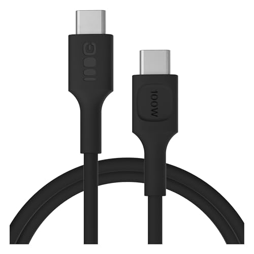 Green Cell PowerFlex USB-C Kabel 100W 120cm – Flexibles USB C Ladekabel – 1,2m Silikon-Datenkabel mit 480 Mbps für iPhone 16, MacBook, iPad, Anker Zubehör – USB C auf USB C (Schwarz, 120) von Green Cell