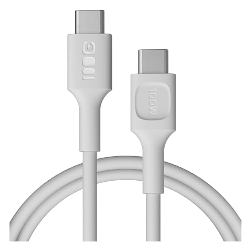Green Cell PowerFlex USB-C Kabel 100W 120cm – Flexibles USB C Ladekabel – 1,2m Silikon-Datenkabel mit 480 Mbps für iPhone 16, MacBook, iPad, Anker Zubehör – USB C auf USB C (Weiß, 120) von Green Cell