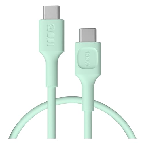 Green Cell PowerFlex USB-C Kabel 100W 30cm – Kurzes USB C auf USB C Ladekabel – Flexibles, weiches Silikonkabel für Powerbank, iPhone 16, iPad, MacBook – 480 Mbps Datenkabel (Minze, 30) von Green Cell