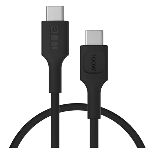 Green Cell PowerFlex USB-C Kabel 100W 30cm – Kurzes USB C auf USB C Ladekabel – Flexibles, weiches Silikonkabel für Powerbank, iPhone 16, iPad, MacBook – 480 Mbps Datenkabel (Schwarz, 30) von Green Cell