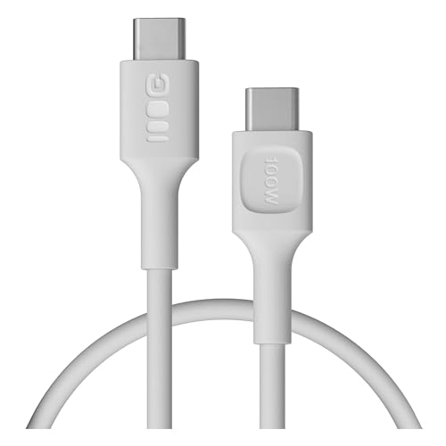 Green Cell PowerFlex USB-C Kabel 100W 30cm – Kurzes USB C auf USB C Ladekabel – Flexibles, weiches Silikonkabel für Powerbank, iPhone 16, iPad, MacBook – 480 Mbps Datenkabel (Weiß, 30) von Green Cell
