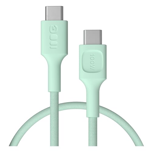 Green Cell PowerStream USB-C Kabel 30cm 100W PD – Schnellladekabel USB C zu USB C aus geflochtenem Nylon, 480 Mbps Datentransfer, ideal für Powerbanks & Reisen (Minze, 30) von Green Cell