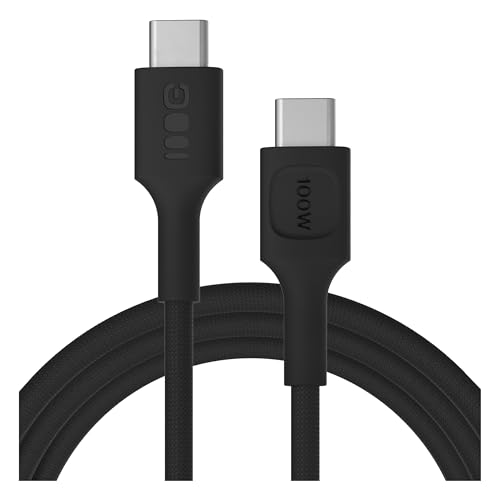 Green Cell PowerStream USB-C Kabel 200cm 100W PD – extralanges USB-C Ladekabel, geflochtenes Nylon, 480 Mbps Datenübertragung, ideal für Sofa, Büro & Homeoffice (Schwarz, 200) von Green Cell