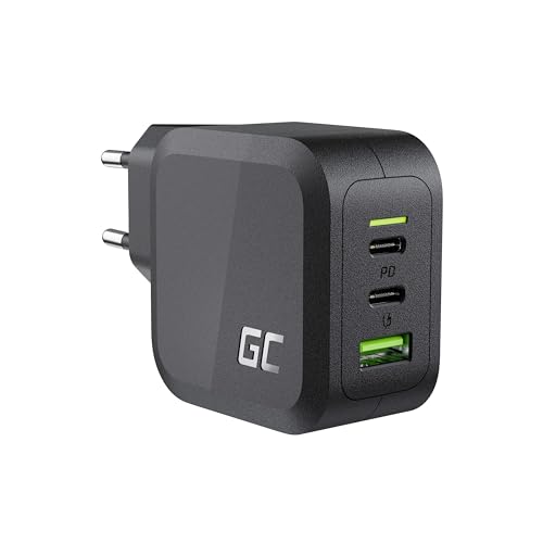 USB C Ladegerät Green Cell GaN 65W 3 Port 2X USB-C PD 1x USB-A QC 3.0 Handy Schnellladegerät Power Adapter Schnell Netzteil Ladestecker Wandladegerät für Laptops MacBook iPhone Tablet Android Handys von Green Cell