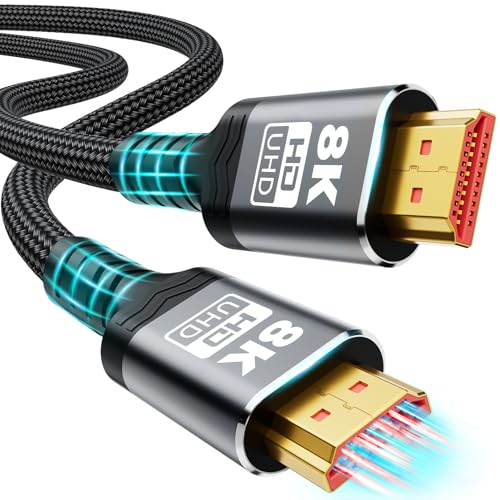 10K 8K HDMI Kabel 2.1, 1M/3.3FT Ultra High Speed HDMI Kabel Geflochtene Schnur, HDMI Kabel 48Gbps (8K@60Hz 7680x4320, 4K @ 120Hz) Unterstützt Dynamic HDR 10 eARC 3D, Dolby Atmos Kompatibel mit Roku von Green Jiss