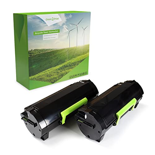 Green2Print Toner Doppelpack, 2 Kartuschen 2X 20000 Seiten ersetzt Lexmark 50F2U00, 502U, 50F2U0E, 502UE, 50F0UA0, 500UA passend für Lexmark MS510DN, MS610DN, MS610DE, MS610DTE von Green2Print