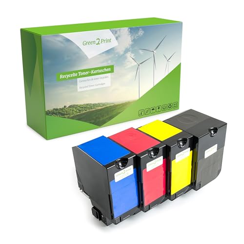 Green2Print Toner Toner-Set, 4 Kartuschen 1x 13000 3X 10000 Seiten passend für Lexmark CX727DE, CX728DE, CS727DE von Green2Print