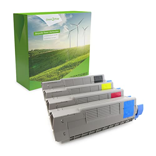 Green2Print Toner Toner-Set, 4 Kartuschen 1x 8000, 3X 6000 Seiten passend für Oki C610DM, C610 von Green2Print
