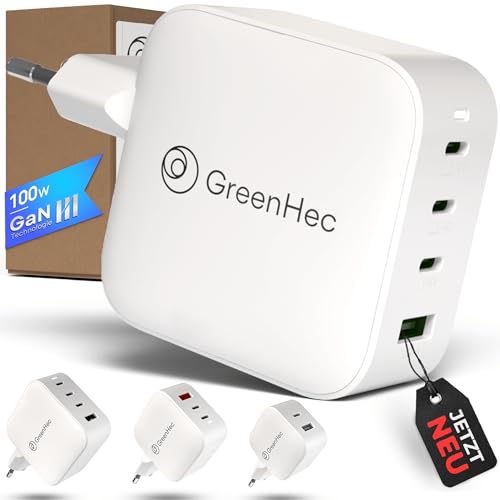 100w USB C Ladegerät Nexus Pro - GaN Ⅲ Mehrfach Charger für MacBook Pro/Air M2, M3, Chromebook, Thinkpad, Surface, iPhone, Samsung Galaxy,4 Ports USB-C Schnellladegerät Netzteil (Nexus Pro 100w) von GreenHec