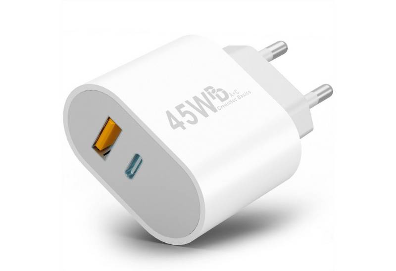 GreenHec 45w Schnellladegerät USB C Charger für Samsung S25 S24 S23 iPhone Schnelllade-Gerät (50 mA, Spar-Set, Universelle Kompatibilität, Netzteil Stecker Adapter Tablet Handy Google Dual Doppel Ladegerät) von GreenHec