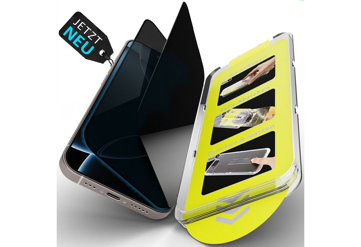 GreenHec Displayschutzglas Panzerfolie Sichtschutz iPhone 16 15 14 13 Pro Max Displayschutz Glas, Privacy Glas Anti Spy, Schutzglas transparent dünn, stoßfest von GreenHec