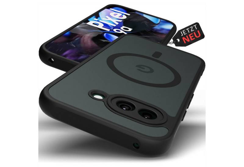 GreenHec Handyhülle Google Pixel 9a Hülle MagSafe Case Magnetisch Cover Schutzhülle Black 6,3 Zoll, Schwarz Magnet Cover, Stoßfest - Handyhülle mit Kameraschutz von GreenHec