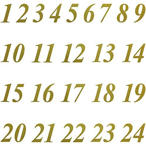 GreenIT - Zahlen von 1 bis 24 mit Ziffern Höhe 3cm Tattoo Aufkleber Deko zum Advent Kalender Bestellen (Gold) von GreenIT