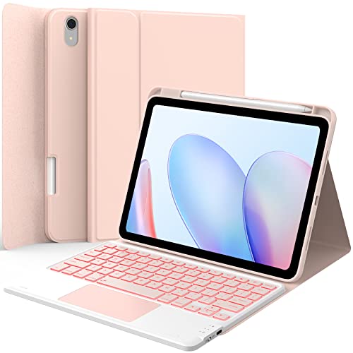 GreenLaw iPad 10. Generation Hülle mit Tastatur, 7-farbige Hintergrundbeleuchtung, Skin/semiSi-Tech-Abdeckung, Dual-Device-Verbindungstastatur für iPad 10. Generation. 11 Zoll 2022, Pink Blush von GreenLaw