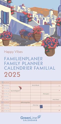 GreenLine Happy Vibes 2025 Familienplaner - Familien-Kalender - Wandkalender - 22x45 von GreenLine