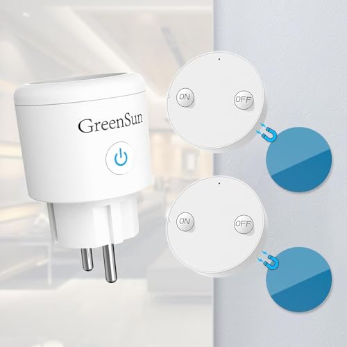 GreenSun Funksteckdosen mit Fernbedienung - Funksteckdose Steckdose mit Fernbedienung, RF Funksteckdose, Reichweite der Fernbedienung in Innenräumen 30M, Plug & Play 16A IP22 von GreenSun