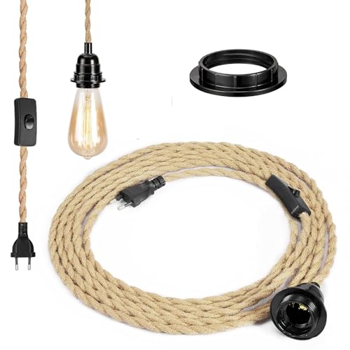 GreenSun Lampenfassung E27 mit Kabel - Lampenfassung mit Schalter, E27 Fassung mit Kabel, Fassung E27 mit Kabel, 1,5M für Pendelleuchte Kit mit Schalter, Ohne Glühbirne von GreenSun