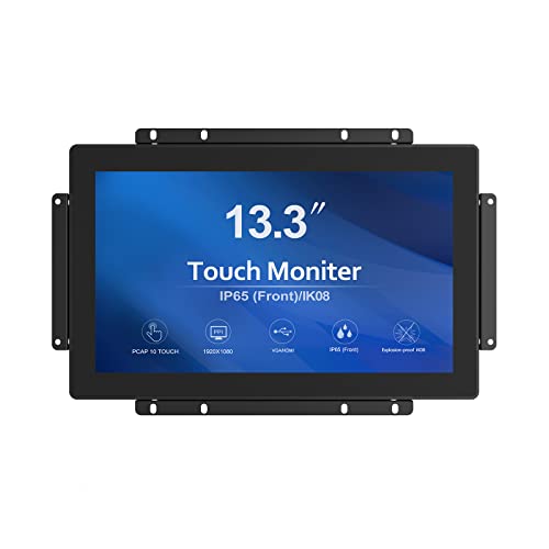 GreenTouch 13,3 Zoll 10 Punkte Open-Frame-Touch-Display, industrieller PCAP-Touchscreen-Monitor, VGA+HDMI+DVI-Anschluss – 16:9… von GreenTouch