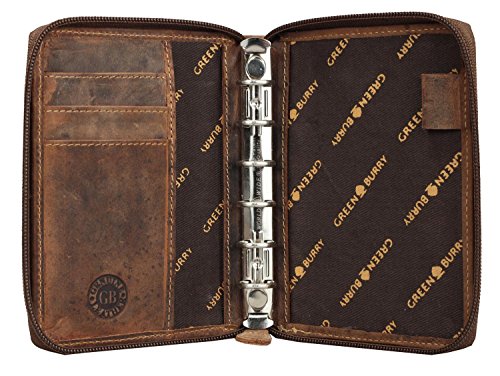 Greenburry Vintage Leder Terminplaner Lederbuch Taschen-Organizer braun aus pflanzlich gegerbten Rindleder von Greenburry