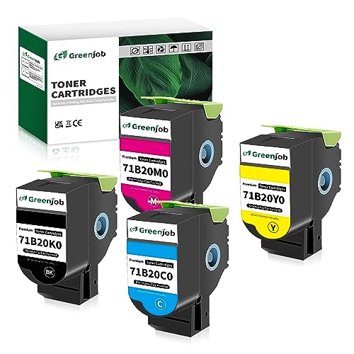 Greenjob CS317 CX317 Toner kompatibel mit Lexmark CX317dn CS317dn CS417dn CX417de CS517de CX517de Drucker (3000 Seiten BK, 2300 Seiten CMY) 71B20K0 71B20C0 71B20M0 71B20Y0 von Greenjob