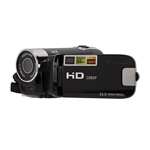 4K 48MP Digital Video Camera Camcorder, 16X Digitalzoom Kamera Video Recorder 2,7 Zoll 270° drehbarer Bildschirm Videokamera für Anfänger und (Black) von Greensen