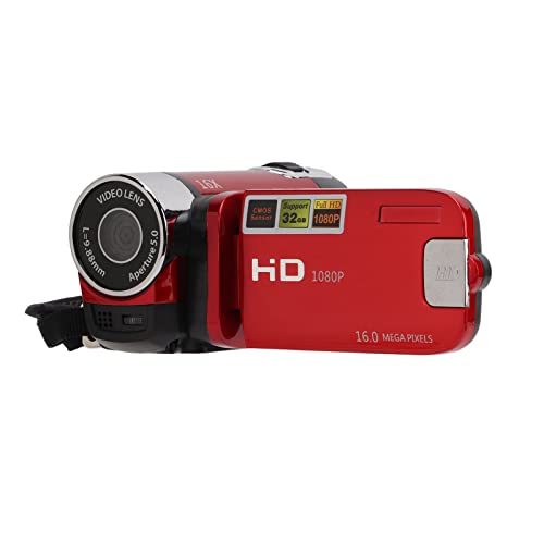 4K 48MP Digital Video Camera Camcorder, 16X Digitalzoom Kamera Video Recorder 2,7 Zoll 270° drehbarer Bildschirm Videokamera für Anfänger und (Rot) von Greensen