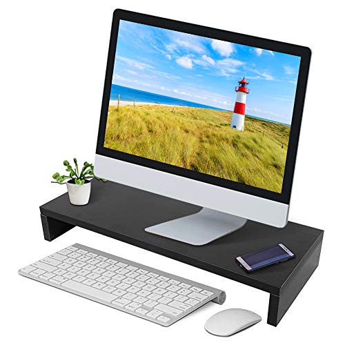 Greensen Monitorständer Bildschirmständer aus Holz Monitorerhöhung Bildschirmerhöher Ergonomischer Schreibtischaufsatz Schreibtischorganizer für Monitor Laptop, Schwarz von Greensen