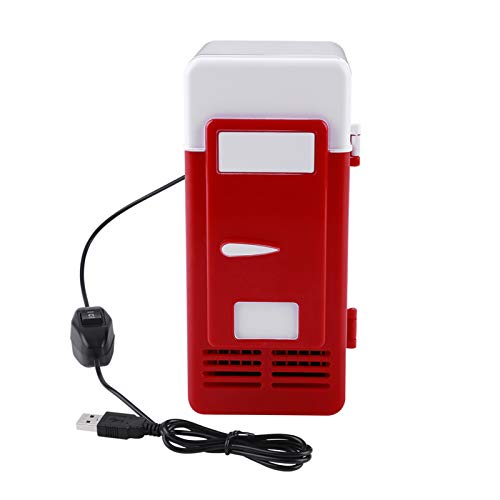 Mini Kühlschrank, USB Elektrische Getränkedosen Kühlschrank mit LED-Licht Tragbarer thermoelektrischer Kühler und Wärmer für Office Desktop PC Auto Haushalt & Reisen(Rot) von Greensen
