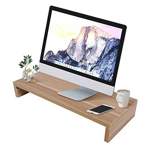 Monitorständer für Schreibtisch Holz, Computerständer für Desktop-Monitor Erhöhung Schreibtisch Computer Monitor Riser Ergonomischem Laptop-Druckerständer mit Kabelführung für Laptop, Eiche von Greensen