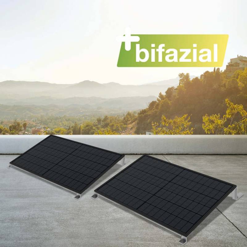 Balkonkraftwerk Flachdach 900/800 Einzelmontage bifazial von Greensolar