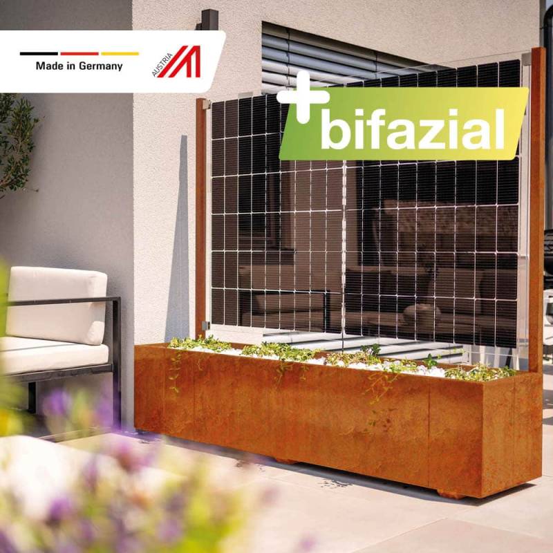 Solarpflanzkasten 420/400 Cortenstahl bifazial "premium line" von Greensolar