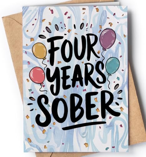 4 Year Sober Card - Four Year Nüchternheitskarte - Keep it Up and Congrats Sober Anniversary - 4 Soberversary for Men or Women - Addiction Recovery AA - Proud of You 4th Soberversary Birthday 4 Year Sober Card - Four Year Nüchternheitskarte - Keep it Up and Congrats Sober Anniversary - 4 Soberversary for Men or Women - Addiction Recovery AA - Proud of You 4th Soberversary Birthday von Greeting Cards for Everyone