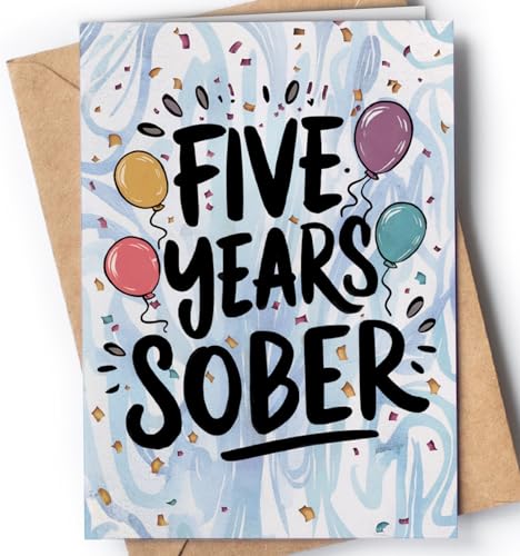 Karte für 5 Jahre, Nüchternheitskarte, 5-Jahres-Karte – Congrats Sober Anniversary Celebration – 5 Soberversary für Männer oder Frauen – Suchterholung AA – Proud of You 5. Soberversary Birthday Karte für 5 Jahre, Nüchternheitskarte, 5-Jahres-Karte – Congrats Sober Anniversary Celebration – 5 Soberversary für Männer oder Frauen – Suchterholung AA – Proud of You 5. Soberversary Birthday von Greeting Cards for Everyone