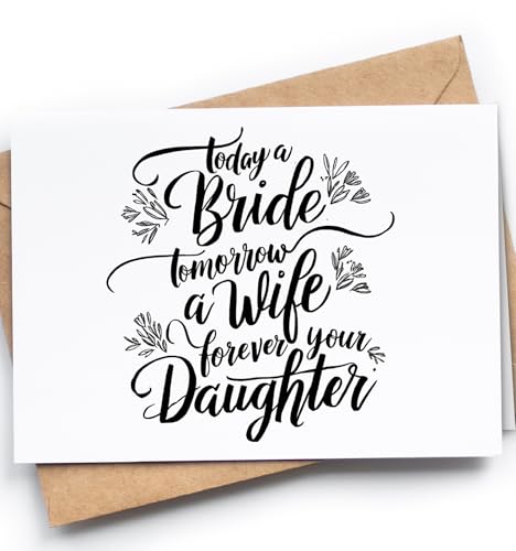Karte mit Aufschrift "To My Mom and Dad on My Wedding Day" – Andenken für die Mutter der Braut – "To My Parents on My Wedding Day" – Herzliche Karte für Eltern – Today A Bride Tomorrow A Wife Forever Karte mit Aufschrift "To My Mom and Dad on My Wedding Day" – Andenken für die Mutter der Braut – "To My Parents on My Wedding Day" – Herzliche Karte für Eltern – Today A Bride Tomorrow A Wife Forever von Greeting Cards for Everyone