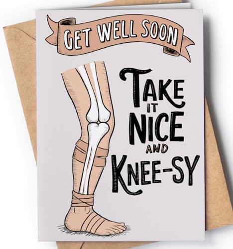 Lustige Genesungskarte – Knie-Operations-Genesung für sie, ihn, lustig, für Männer, Frauen nach dem Knie, Ersatz für Männer, Frauen – Witzige Wortspiel-Kniekarte – Take it Nice and Kneesy Lustige Genesungskarte – Knie-Operations-Genesung für sie, ihn, lustig, für Männer, Frauen nach dem Knie, Ersatz für Männer, Frauen – Witzige Wortspiel-Kniekarte – Take it Nice and Kneesy von Greeting Cards for Everyone