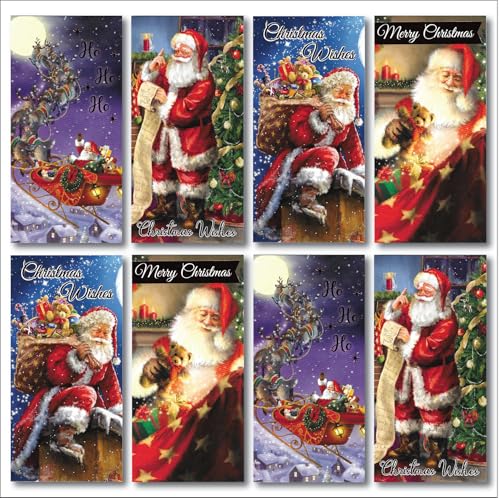 Weihnachtskarten, dreifach gefaltet, für Geschenkkarten, Geld, Gutscheine mit Umschlägen, verschiedene Motive, 8 Stück (Set 9) von Greetingles