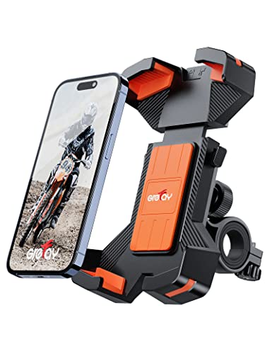 Grefay Fahrrad Handyhalterung Handyhalter Motorrad Fahrrad Lenker Handy Halterung Mit 360 Drehen für 4,7-7,0 Zoll Smartphone (Orange) von Grefay