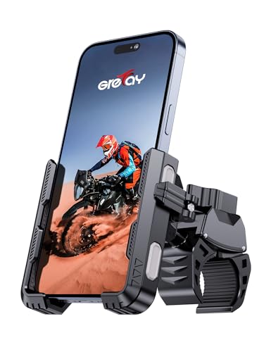 Grefay Fahrrad Handyhalterung Handyhalter Motorrad [1s-Sperre] 2025 Handy Fahrradhalterung Universal Lenker Halter für iPhone 15 14 13 Pro Max Plus, Samsung S24, Smartphone (Grau) von Grefay