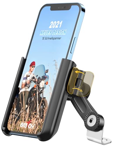 Grefay Motorrad Handyhalterung, Universal Handy Motorrad Halterung 【1S Schnelle Demontage】 Handy Halterungen für Motorrad Rückspiegel Mit ​360 Drehen für 3,5-7,0 Zoll Smartphone von Grefay