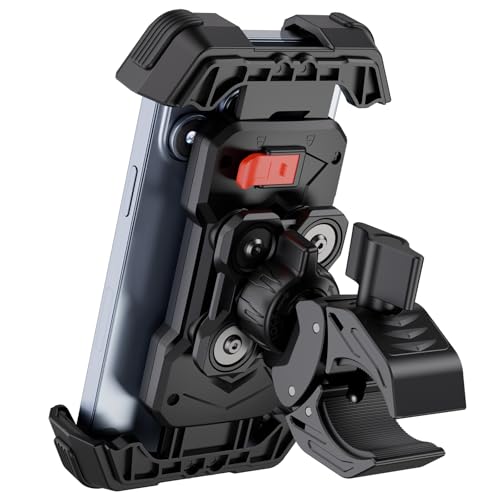 Grefay Motorrad Handyhalterung handyhalterung Fahrrad Lenker [2025 Doppelt Vibrationsgedämpft] Handy Motorradhalterung 360° Drehbar Lenker Halter für iPhone 16 15 14 13 12 Pro Max, Huawei, Smartphone von Grefay