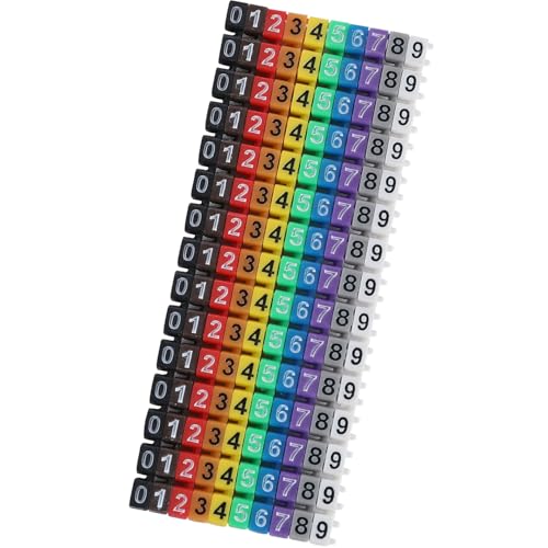 Greluma 1,5 mm² aufsteckbare Kabelmarkierungen, 150 Stück Kabelnummernetiketten, 0-9 codierte Bunte Kabelnummerierungsmarkierungsröhre zum Markieren der farbcodierten Kabel von Greluma